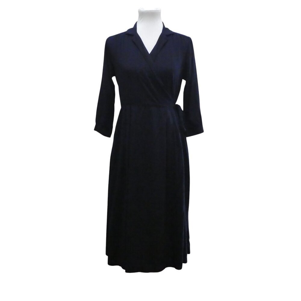 Ines De La Fressange Blue Midi Wrap Dress with Pockets Womens Small